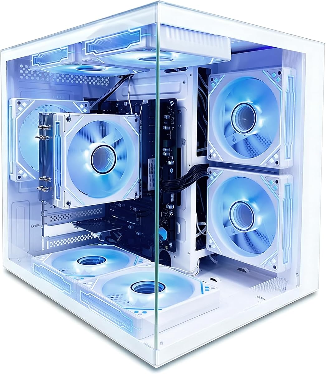 suevery Computadora de escritorio preconstruida AMD Ryzen5 4 núcleos hasta 4.2G | DDR4 16G RAM, 256GB SSD, Wi-Fi 6, paquete para oficina en casa Uso diario Towers PC Business Gamer, R5 White Gaming