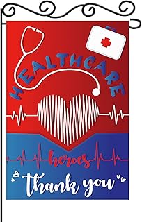 Healthcare Heroes Thank You Garden Flag,Healthcare Workers Outdoor Yard Lawn Decor,Thank You Salute Medical Yard Lawn Decoration Double Sided 12 x 18 Inch