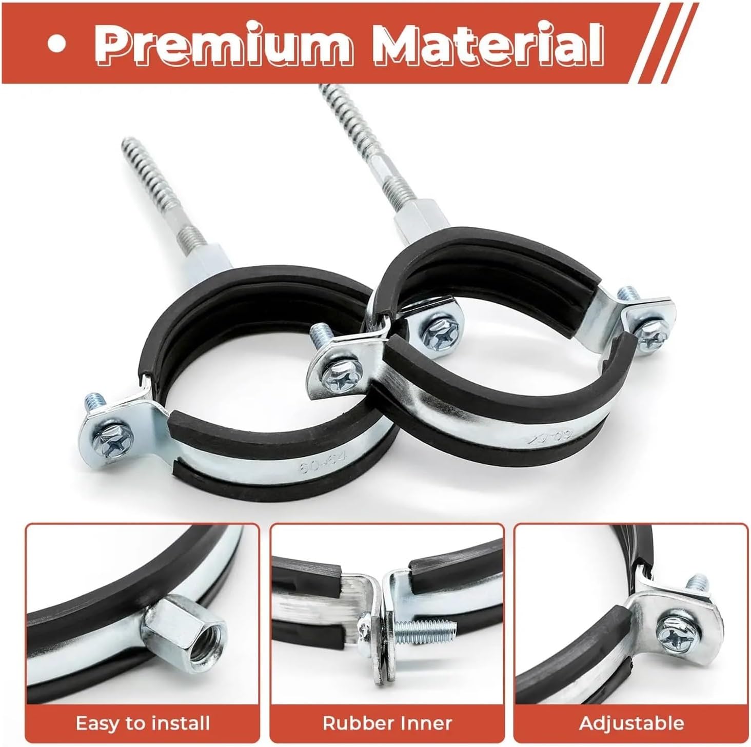 Ceiling Mount Pipe Support 6PCS Pipe Clamp Split Ring Pipe Support Hanger with Screw&Expansion Fixed Wall Ceiling Mounting Metal Pipe Bracket Clamps Clip(6pcs 159-166mm)