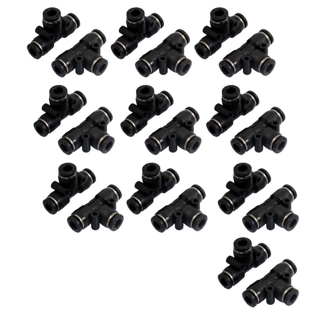 uxcell 10 Pcs Pneumatic 6mm to 6mm Push In Connector Tee Shaped Quick Fittings-image-4