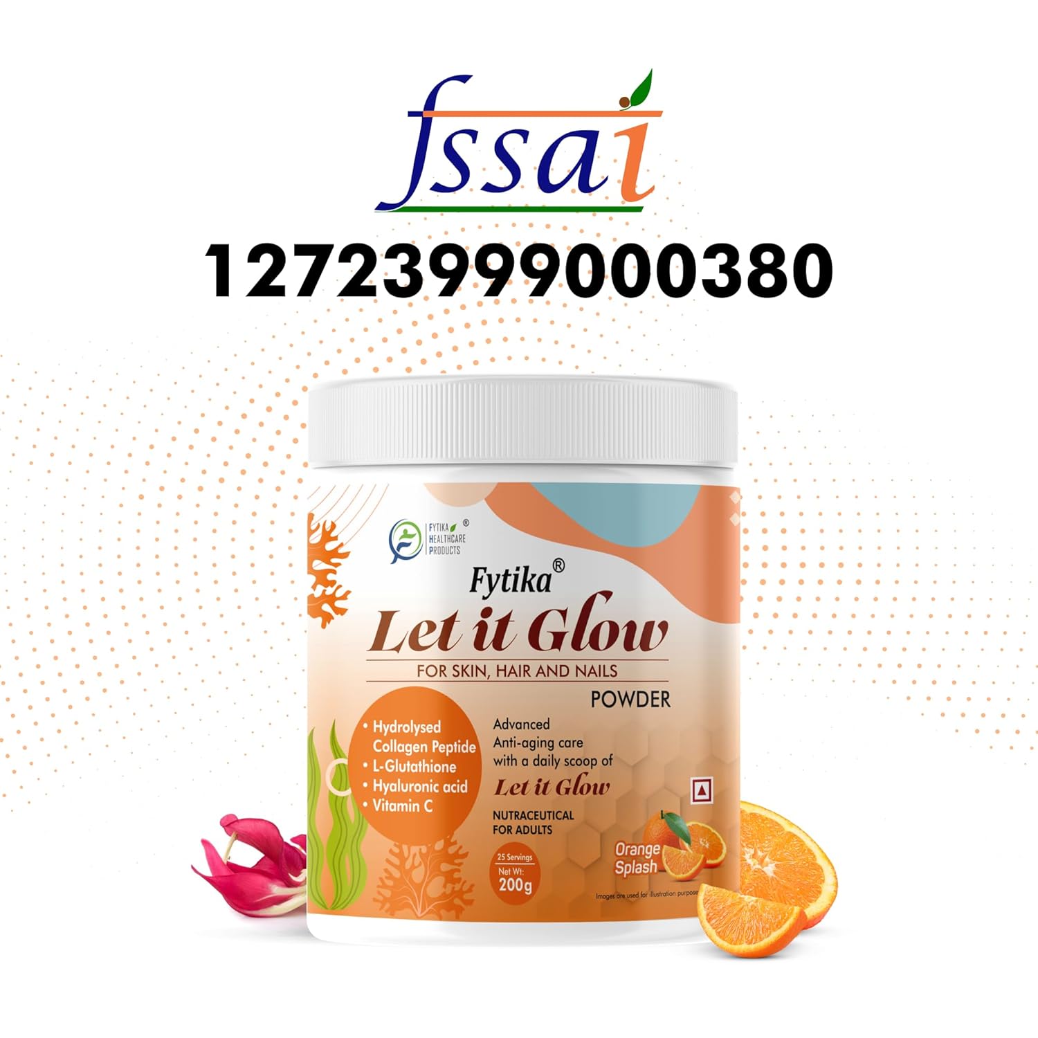FYTIKA HEALTHCARE PRODUCTS Let It Glow Marine Collagen Supplement For Men & Women|L- Glutathione,Vitamin C|Promotes Healthy Skin,Hairs And Nails (Orange,Pack Of 3,Powder,3 Count,25 Servings) FYTIKA HEALTHCARE PRODUCTS Let It Glow Marine Collagen Supplement For Men & Women|L- Glutathione,Vitamin C|Promotes Healthy Skin,Hairs And Nails (Orange,Pack Of 3,Powder,3 Count,25 Servings)