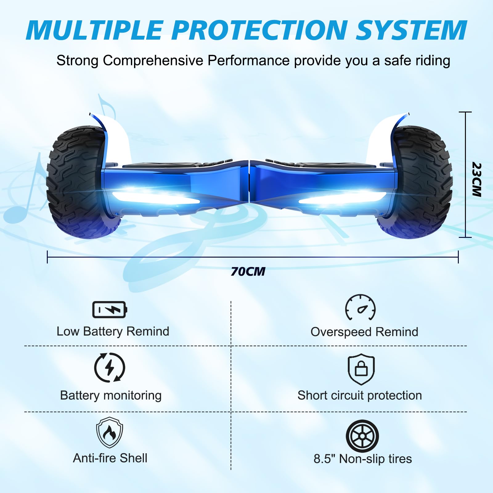 RCB Hoverboard SUV mit Sitz und Hoverkart Go-Kart, app-fähige Bluetooth Hoverboard, 8,5'' Hummer, Geschenk für Kinder