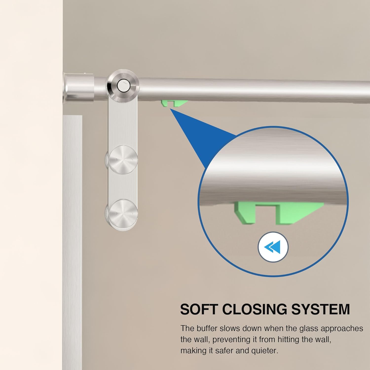 56-60 in.W × 74 in.H Shower Door, 5/16 in (8mm) Frameless Double-Sided Easy-Clean Double Glass, Buffers Sliding Shower Door, Can be Installed Left and Right, Brushed Nickel