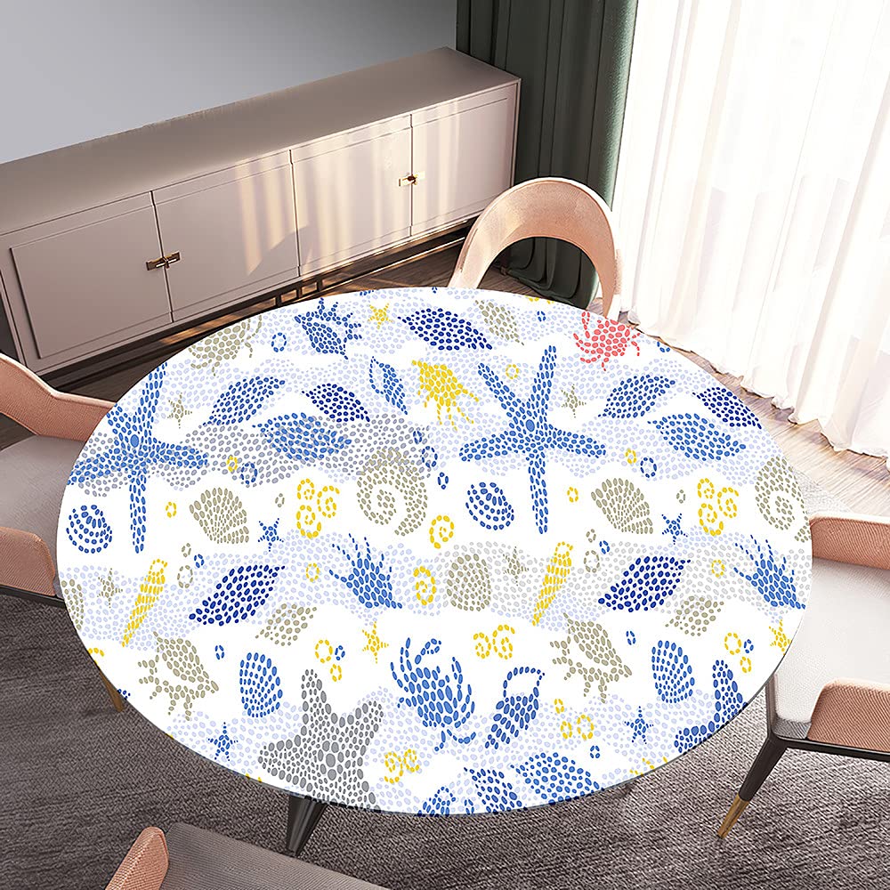 FANSU Protège Table Elastiqué Rond Nappe Anti-Taches Pour La Maison Patio Deck Table À Thé Cuisine Salle À Manger Décoration De Mariage De Fête (l'eau Du Lac,200cm