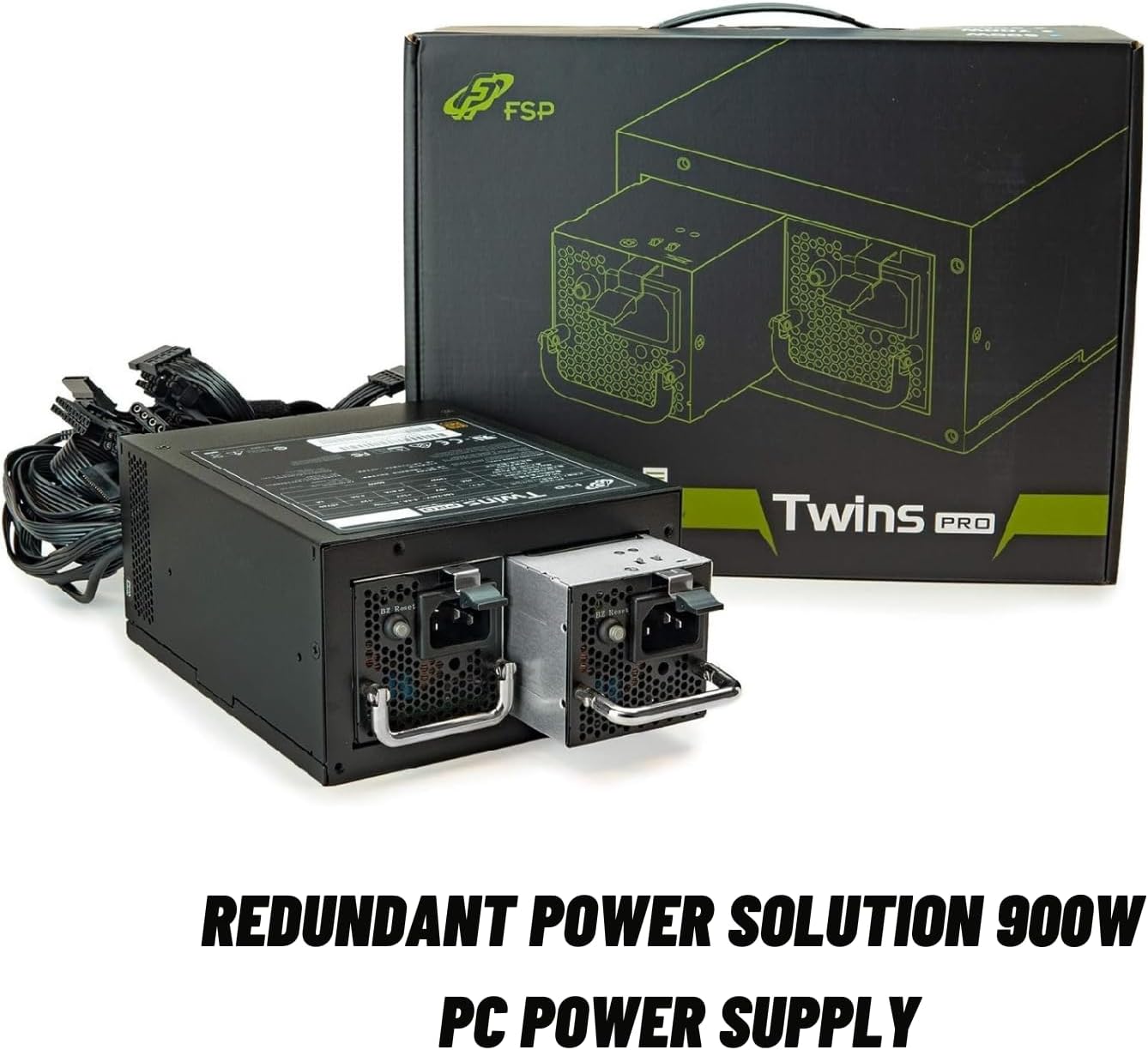 FSP Twins Pro PC PSU PS2 1+1 Dual Module 900W ATX Redundant Power Supply with Guardian Monitor Software (Twins Pro 900)