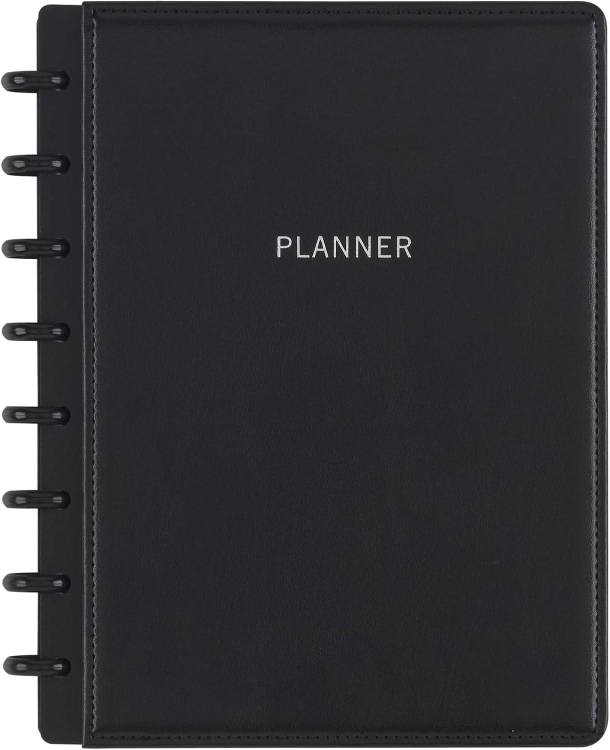 TUL® Discbound Monthly Planner Starter Set, Undated, Junior Size, Leather Cover, Black