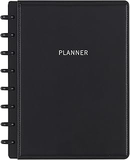 TUL® Discbound Monthly Planner Starter Set, Undated, Junior Size, Leather Cover, Black