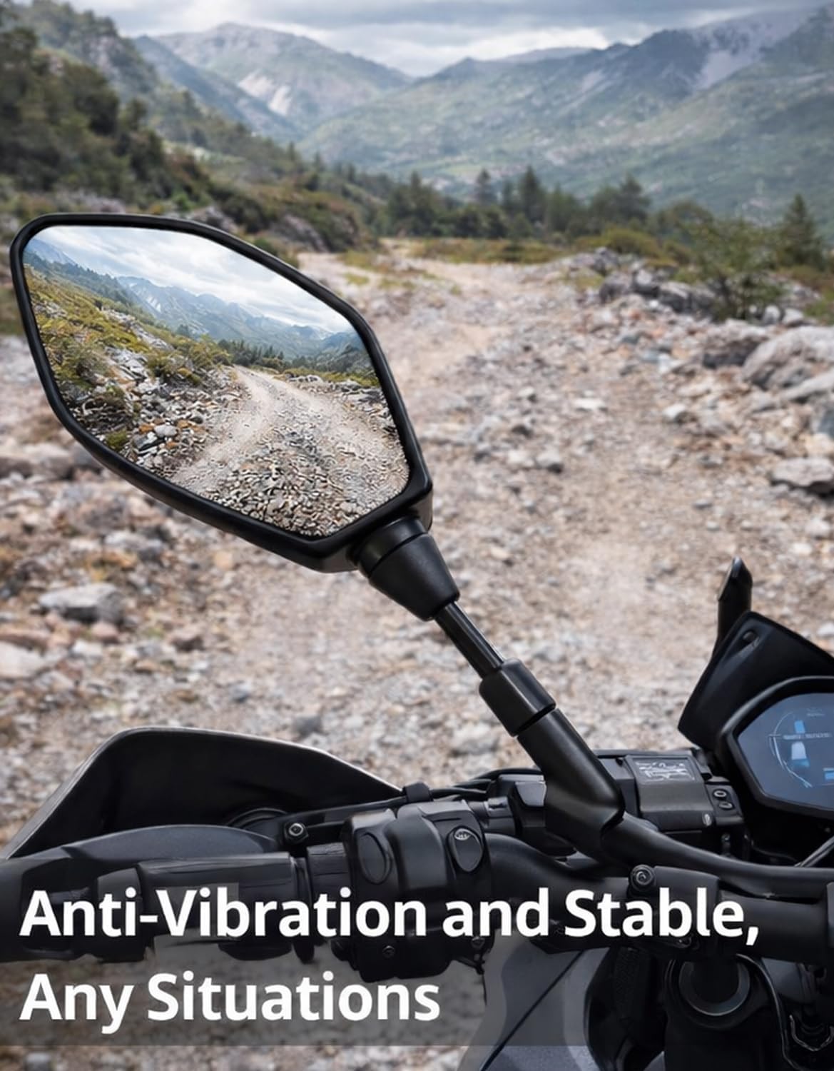 KEMIMOTO Motorcycle Mirrors, 360° Rotatable Rear View Side Mirror with Anti-Vibration 8MM 10MM Bolts, Convex Mirror with Anti-Shake Screws Compatible with GROM, Navi, Z125, Z400, MT-07, MT-09, KLR650