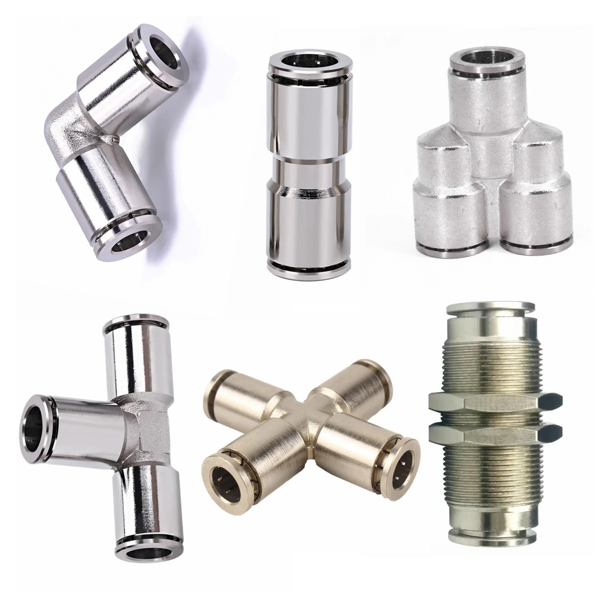 BALYDLUL 1PCS 4 6 8 10 12 14 16mm PU Elbow Corss Y Tee Brass Push In Connector Release Pneumatic Connectors Air Fitting(Corss Brass)