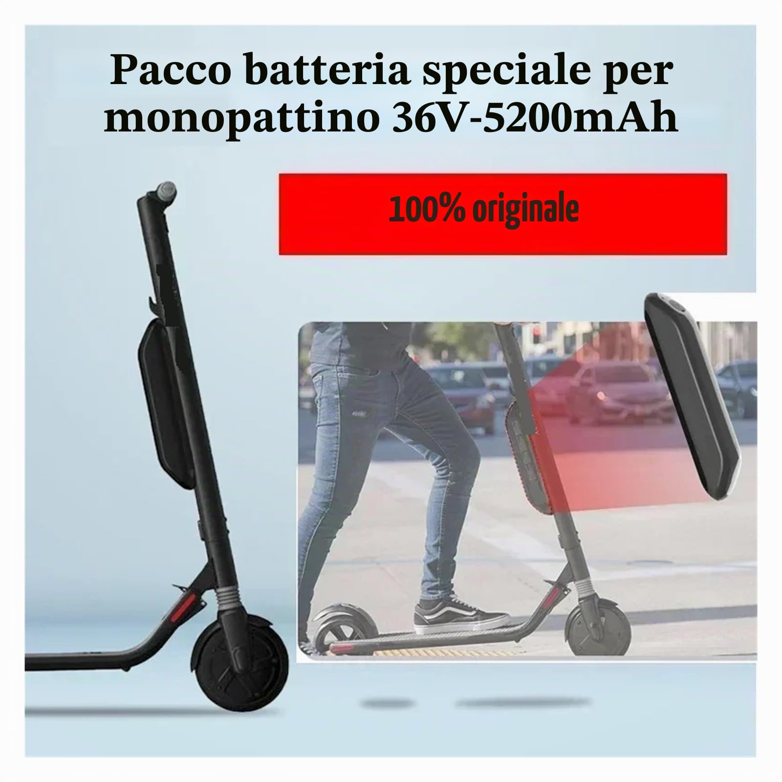 Batteria esterna da 36 V e 5200 mAh, compatibile con accessori for scooter Ninebot Segway ES1/ ES2/ ES3/ ES4.