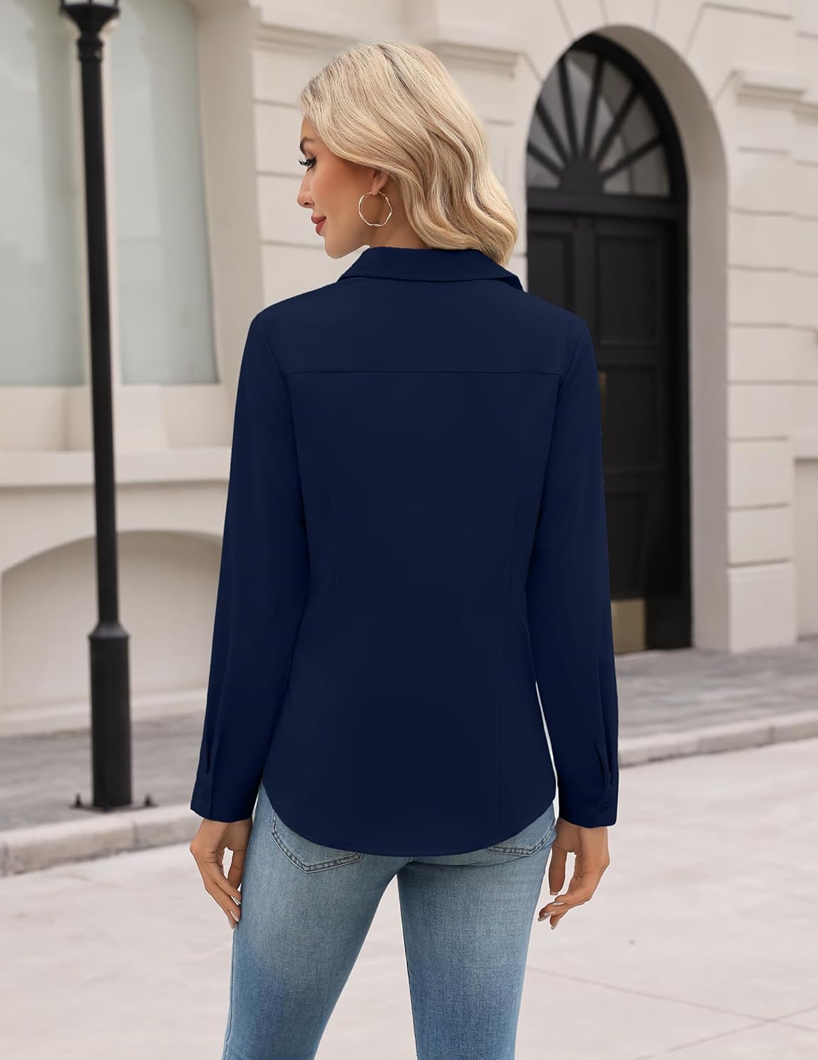 HOTOUCH Women Button Down Shirts Long Sleeve Stain Shield Dress Shirts Slim fit Work Blouses Office Business Tops - Image 5