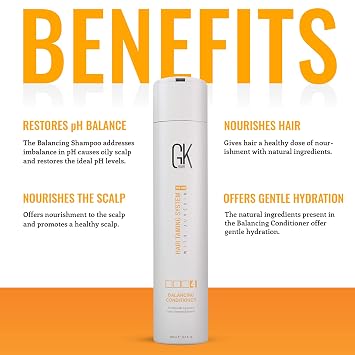 GK HAIR Global Keratin Essential Bundle: Balancing & Moisturizing Shampoo and Conditioner Set (10.1 Fl Oz Each)