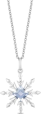 Jewelili Enchanted Disney Fine Jewelry Elsa Snowflake Pendant Necklace