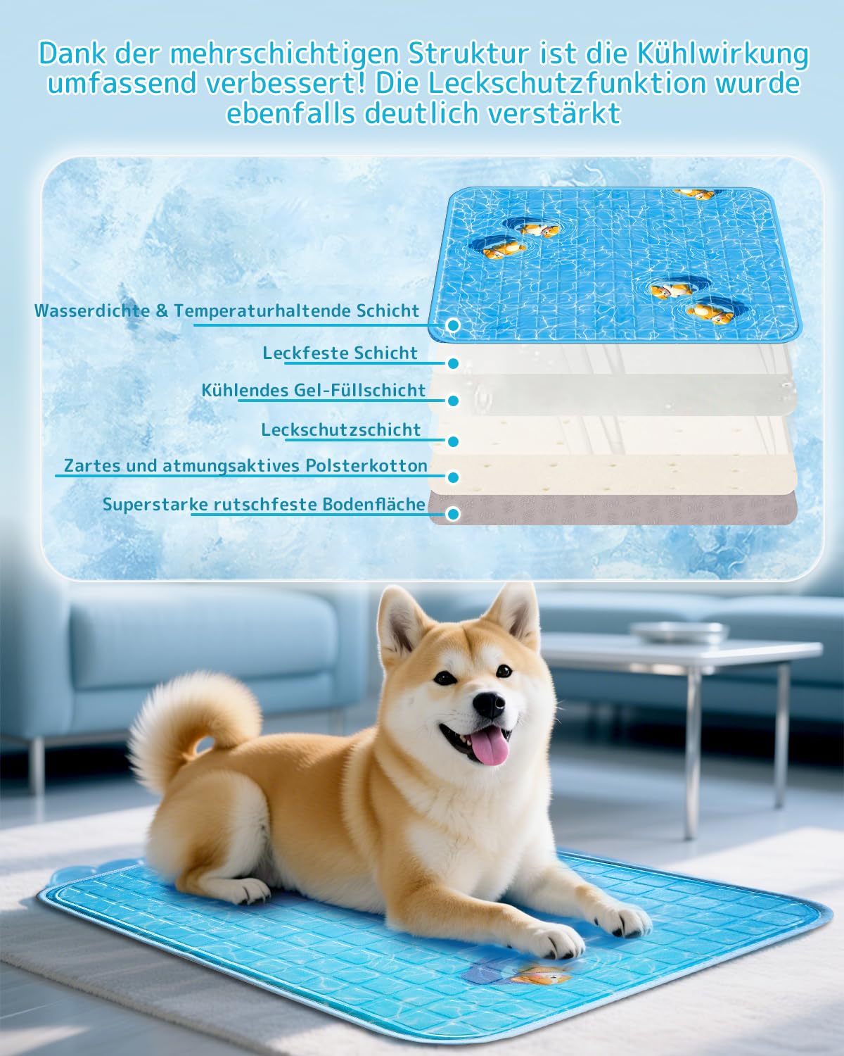Tappetino refrigerante per cani, 60 x 90 cm, 2026, auto-raffreddante, lavabile, per animali domestici, non tossico, lavabile, resistente agli artigli, per gatti, conigli, Cooling Mat Dog