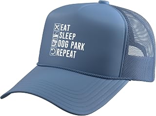 Eat Sleep Dog Park Repeat, Funny Dog Lovers, Funny Pet Dog Trucker Hat with Adjustable Mesh Back