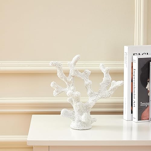 Miniatura 3 de Decoración de arrecife de coral, adorno de arrecife de coral blanco, estatua de coral artificial, estante de decoración náutica, boda, baño, sala de