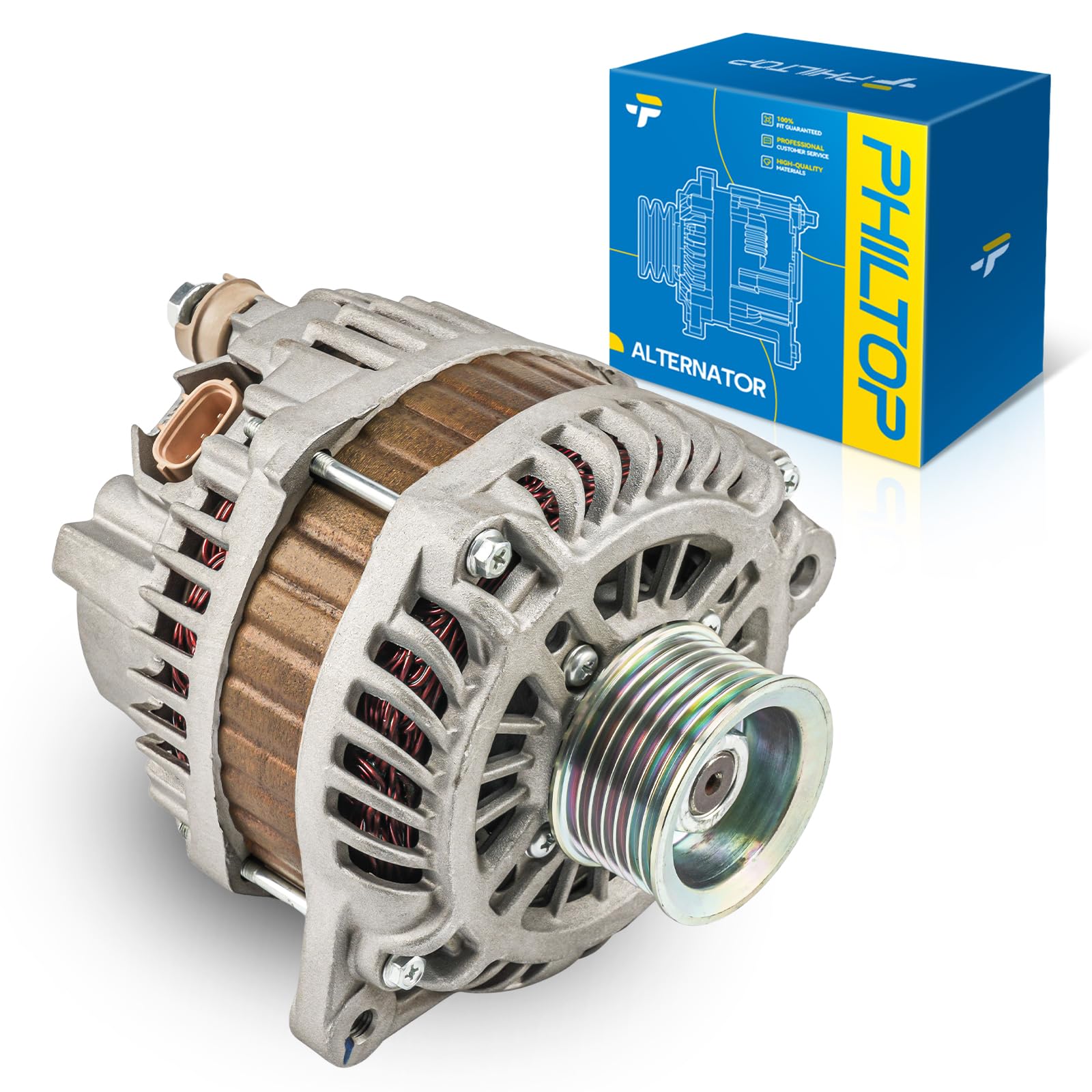 Photo 1 of PHILTOP Alternator Compatible with INFINITI and Nissan 2007-2008 G35, for 2008-2010 G37, for 2009-2010 M35, for 2011 M37, for 2014-2015 Q50, for 2014-2016 Q70,11340N,150Amp,CW,S7