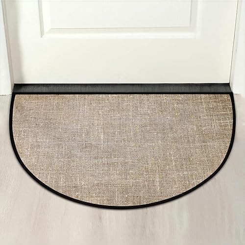 Miniatura 7 de Tapete semicircular de 30 x 18 pulgadas, diseño de estilo textil, para entrada interior, diseño retro, antideslizante, absorbente, resistente al