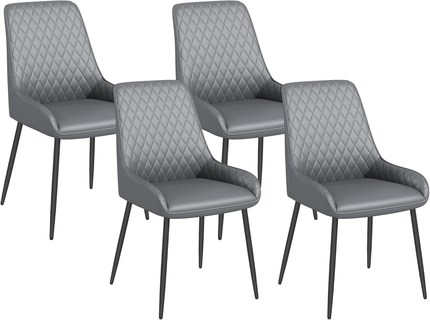 Dining Chairs Set of 4, Modern PU Leather Upholstered Kitchen Chairs with Diamond Tufted