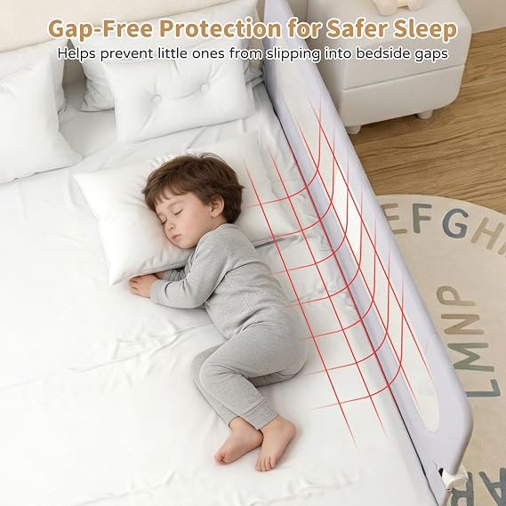 Bed Rail for Toddlers,71in Foldable Bed Rail for Baby, Baby Bed Rail Guard with Reinforced Carbon Steel Frame&Connectors for Twin Full Queen King Bed