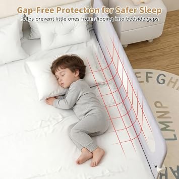 Bed Rail for Toddlers,71in Foldable Bed Rail for Baby, Baby Bed Rail Guard with Reinforced Carbon Steel Frame&Connectors for Twin Full Queen King Bed