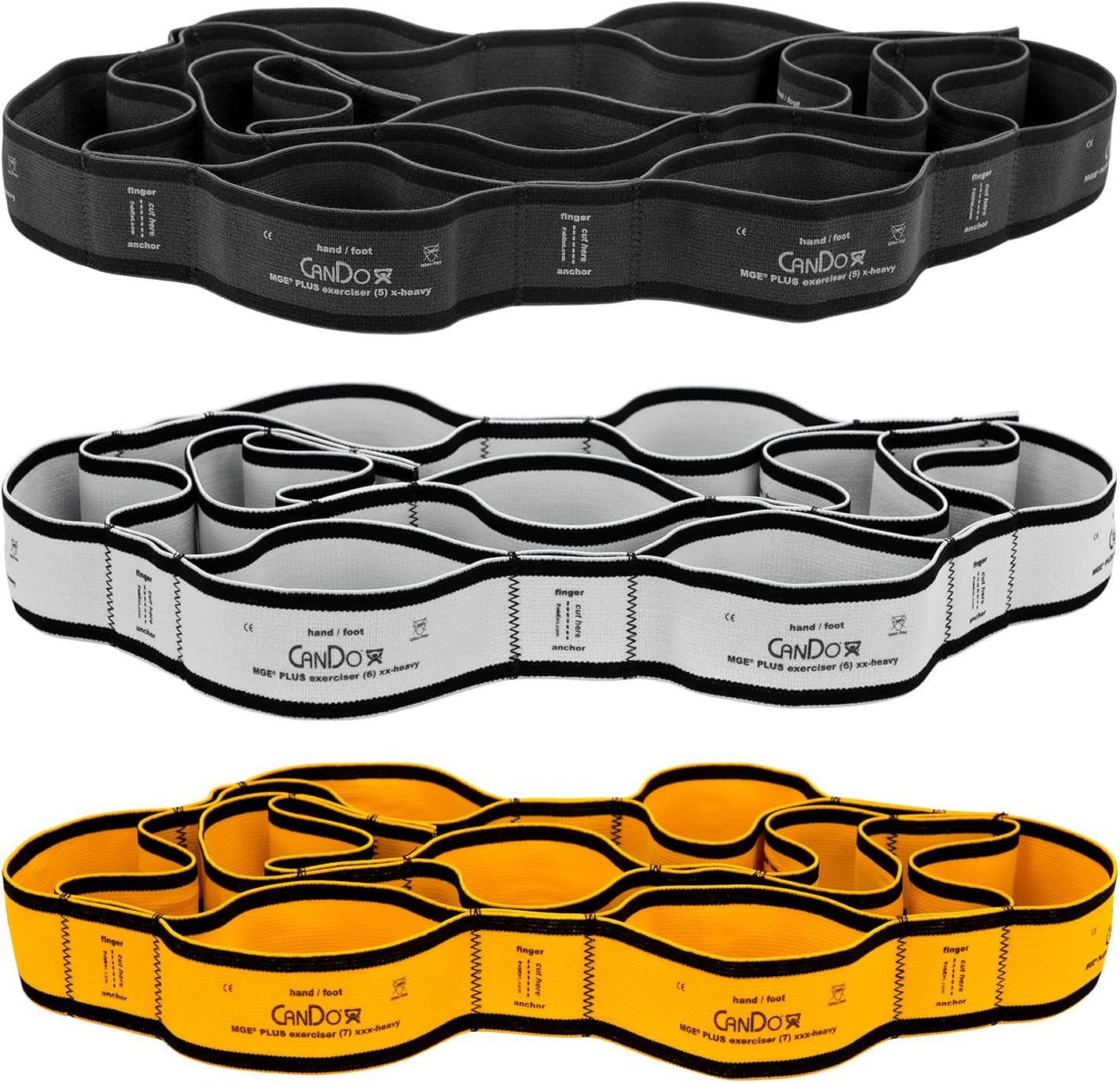 CanDo MGE Plus PEP, 6 Foot Exerciser, 9 Loops, Set of 3