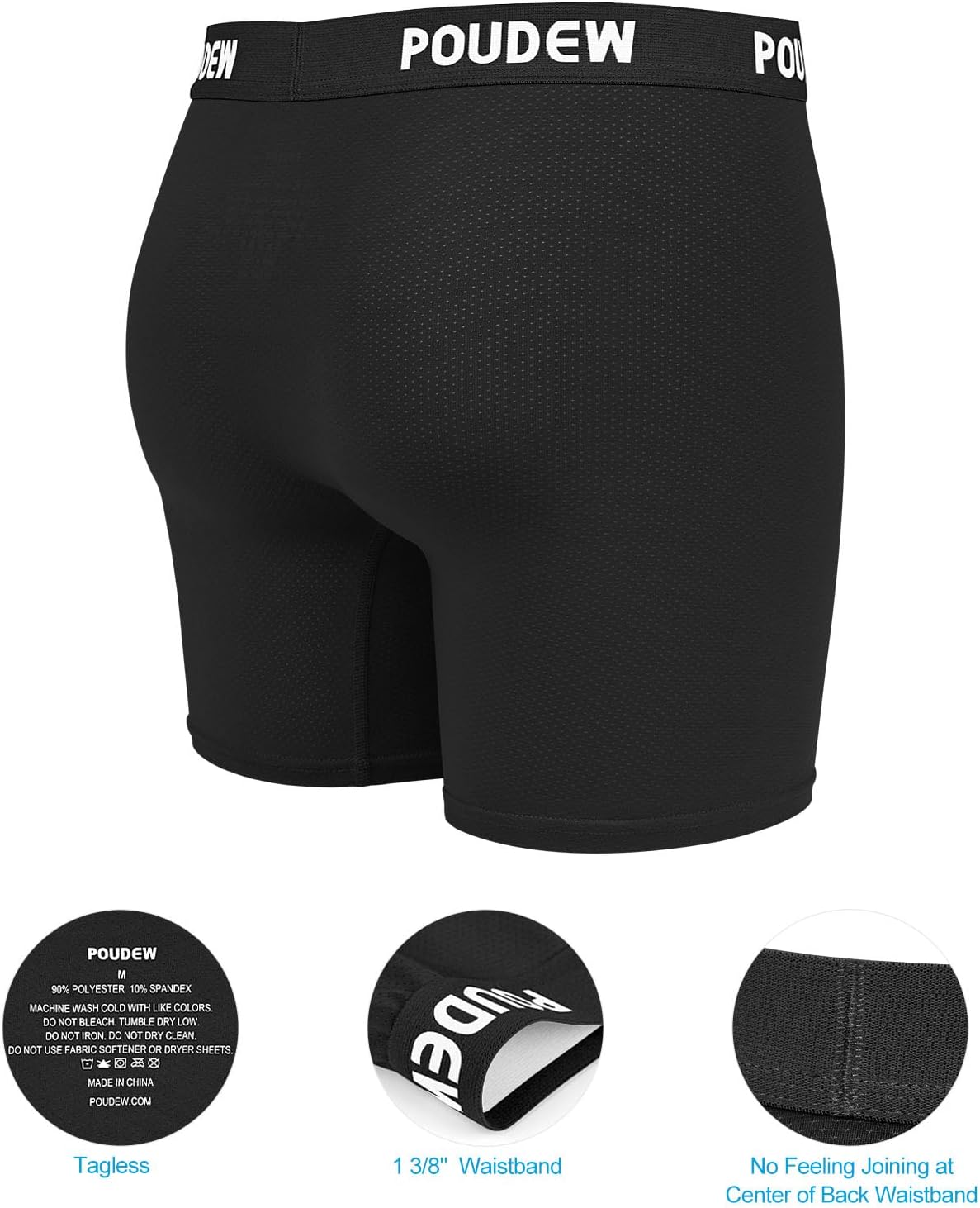 Men's Breathable Mesh No Roll Waistband Tagless Athletic Underwear Boxer Briefs, Pack of 5 - Image 4