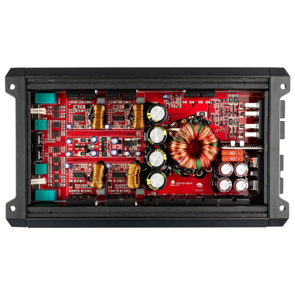 DS18 SXE-3000.4D/BK Car Amplifier Stereo Full-Range Class D 4-Channel 200x4 RMS @4 OHM 3000 Watts - Powerful and Compact Amp for Speakers in Car Audio System, BLACK (Renewed)