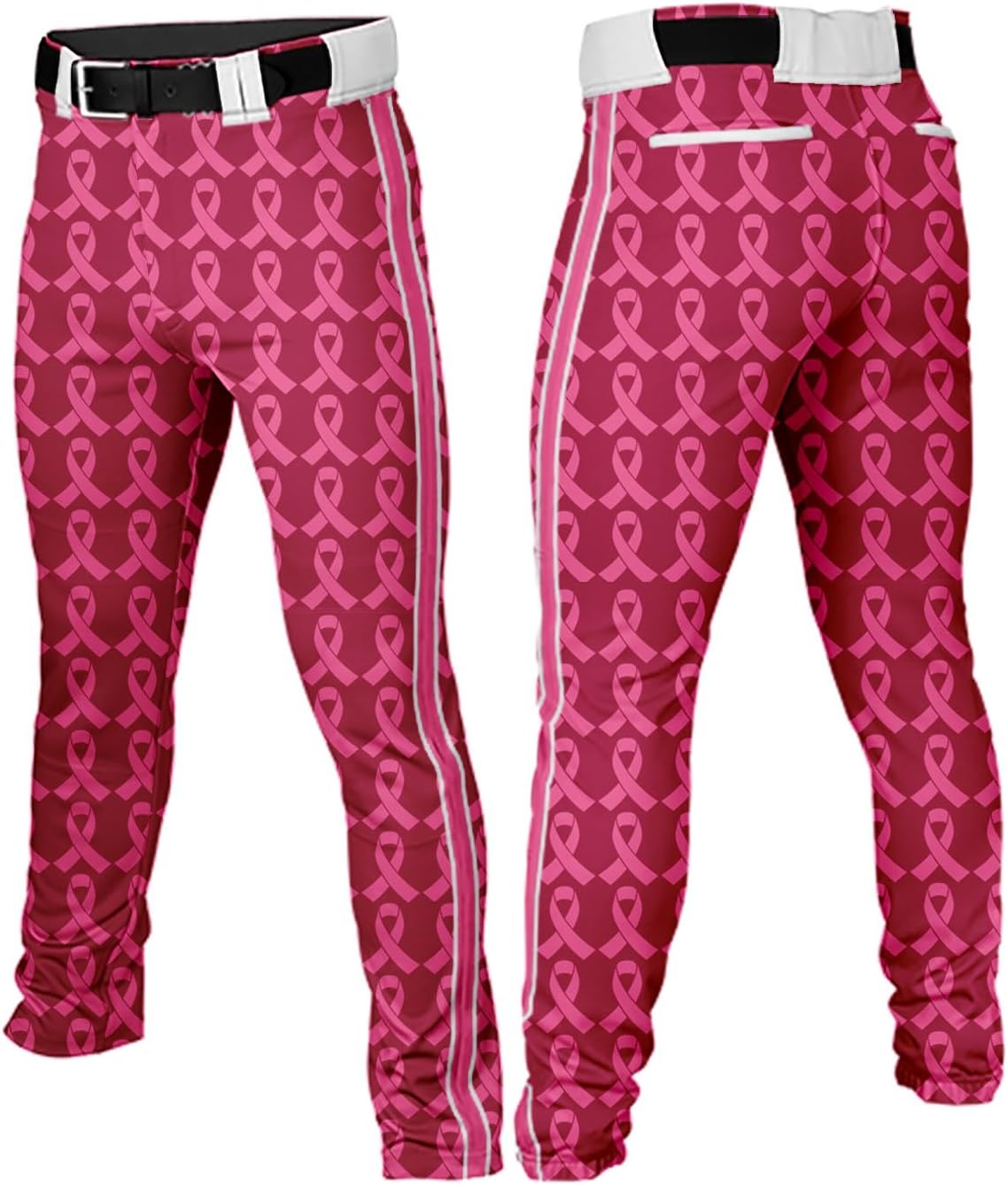 Custom Pink Ribbon Baseball Softball Pants Piping for Women Youth