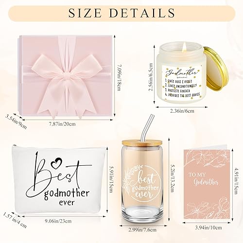 Miniatura 8 de Nuanchu Juego de 5 piezas de regalo para la mejor mamá, taza de cristal de regalo para suegra con tapas de bambú y bolsa de maquillaje con pajita,