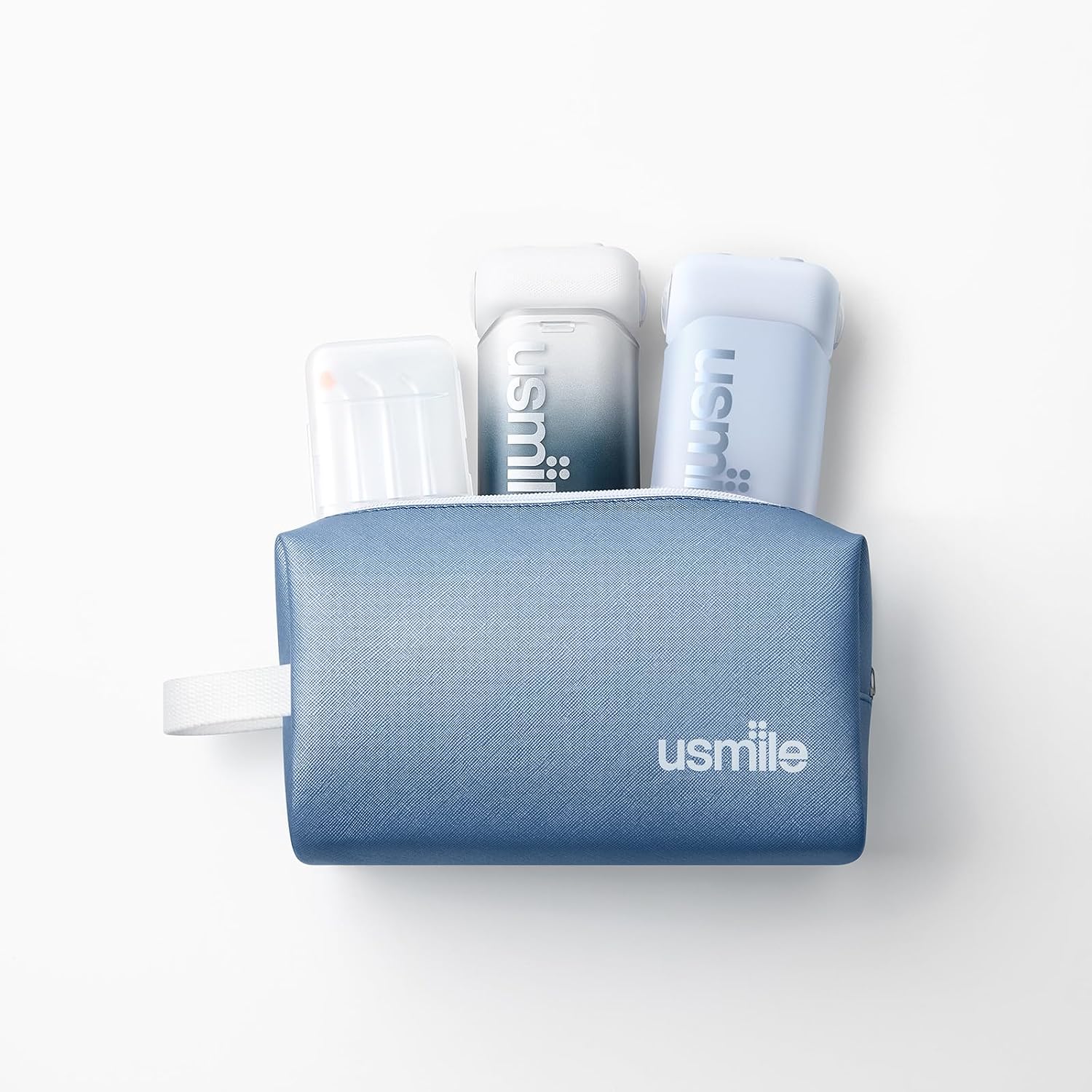 usmile Travel Case for Electric Toothbrush & Water Flosser – Water-Resistant PU Leather Hanging Toiletry Bag, Fits C10, C30, P10S, Y10PRO, Y20PRO, Ideal for Travel, Gym & School(Blue)