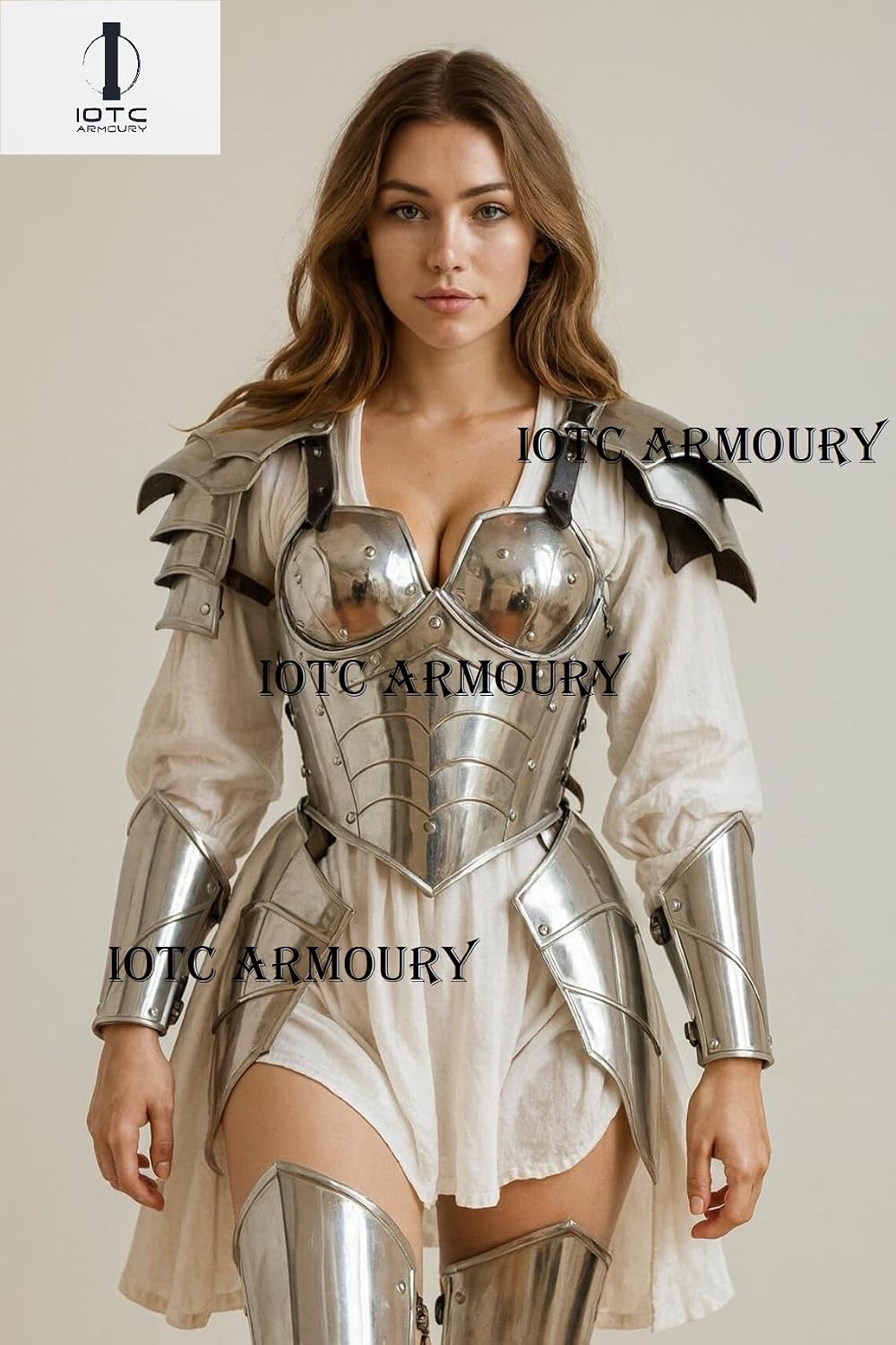 Medieval Female Warrior Armor Suit | Handmade Steel Breastplate & Pauldrons With Arm Bracers | Brave Lady Armor Tasset for LARP, Cosplay Renaissance,Halloween & Fantasy Party | Medieval Lady Armor