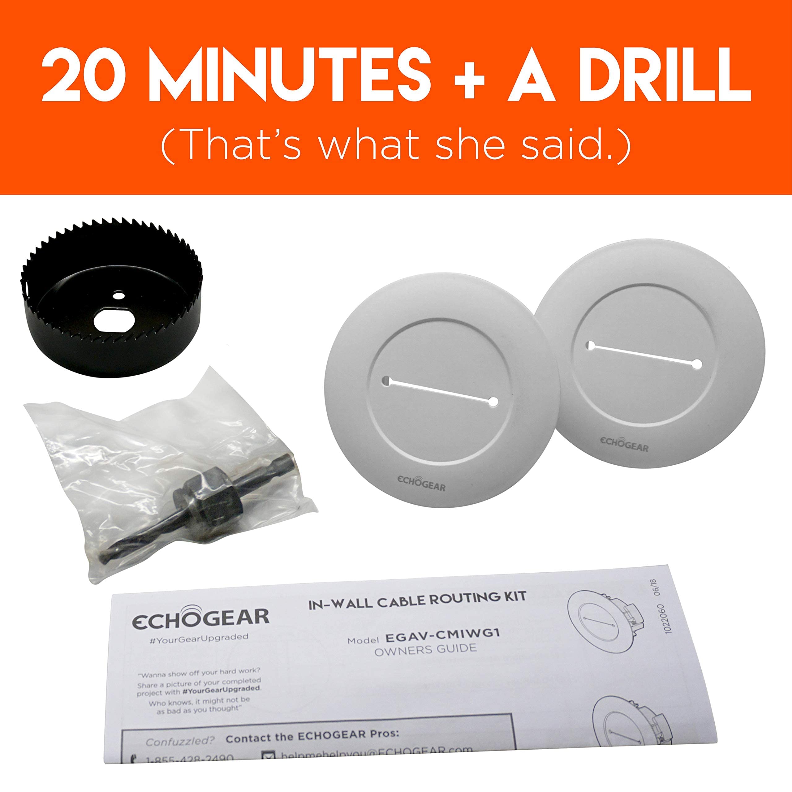 ECHOGEAR White inWall Cable Management Kit Cable Hider Conceals Low