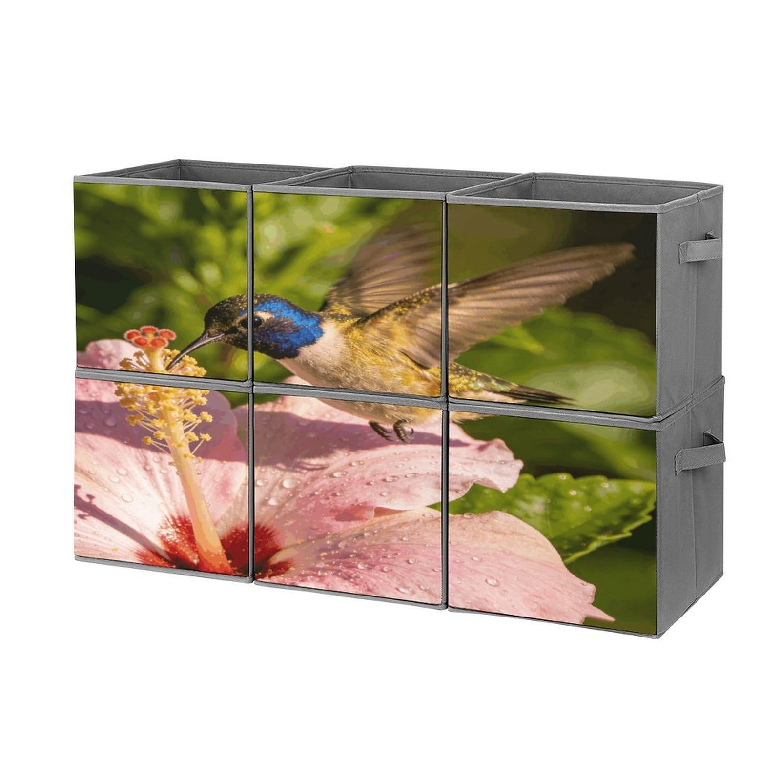 Fodpand Style Flower Fairy Cube Bins With Double Handles,Set Of 6 Cube Organizer, Stackable And Foldable Storage Bins For Organization, Closet, Shelves, Offices
