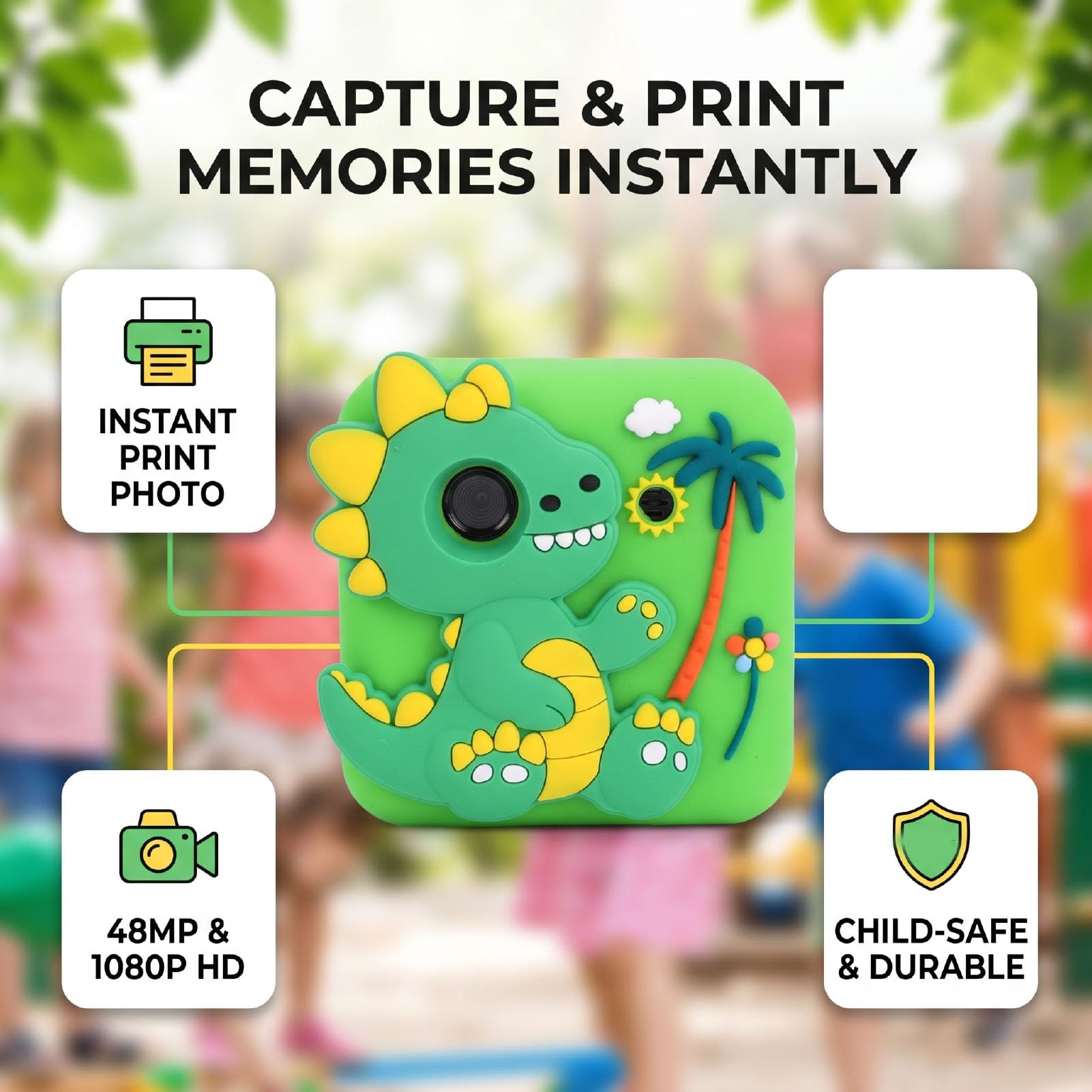 Instant Print Camera per Bambini, Schermo da 2,4 Pollici
