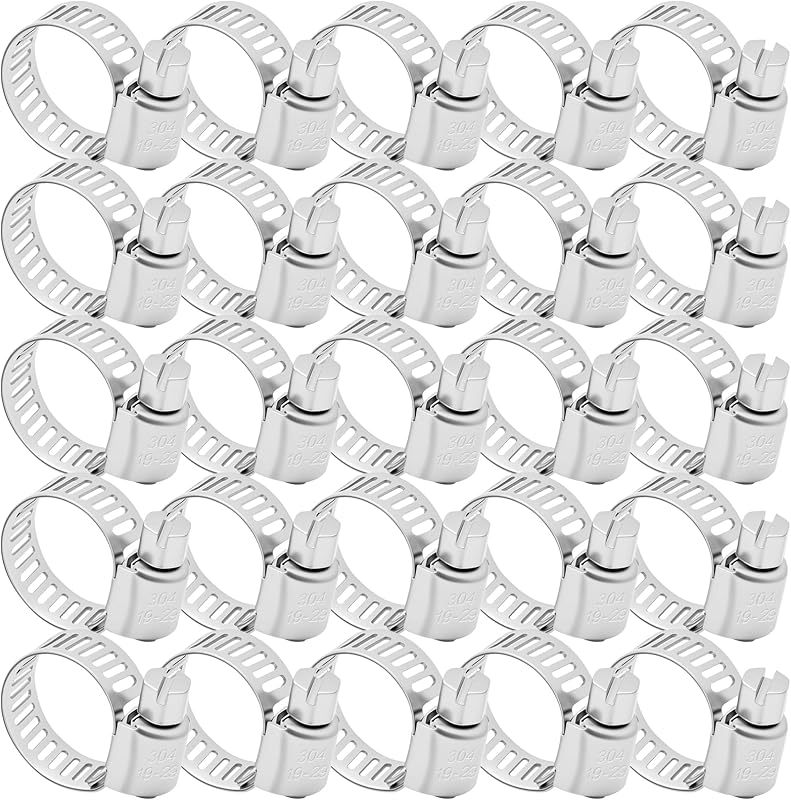 Abraçadeiras de mangueira DVBB em aço inoxidável 304, 19–29 mm – Kit com 25 unidades