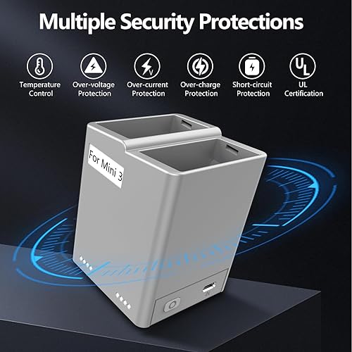 Miniatura 6 de MVMOD Mini 4 ProMini 3 Baterías Dos Vías Hub de Carga para DJI Mini 4 Pro Batería, Mini 3 Pro Cargador de Batería, Cargador de Control Remoto (Carga