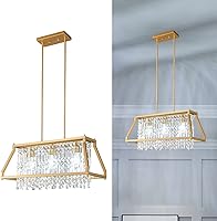 Vista 14 de LMQNINE Candelabro rectangular moderno para comedor, lámpara de cristal negro, lámpara lineal, lámpara de granja para isla de cocina, mesa de bar