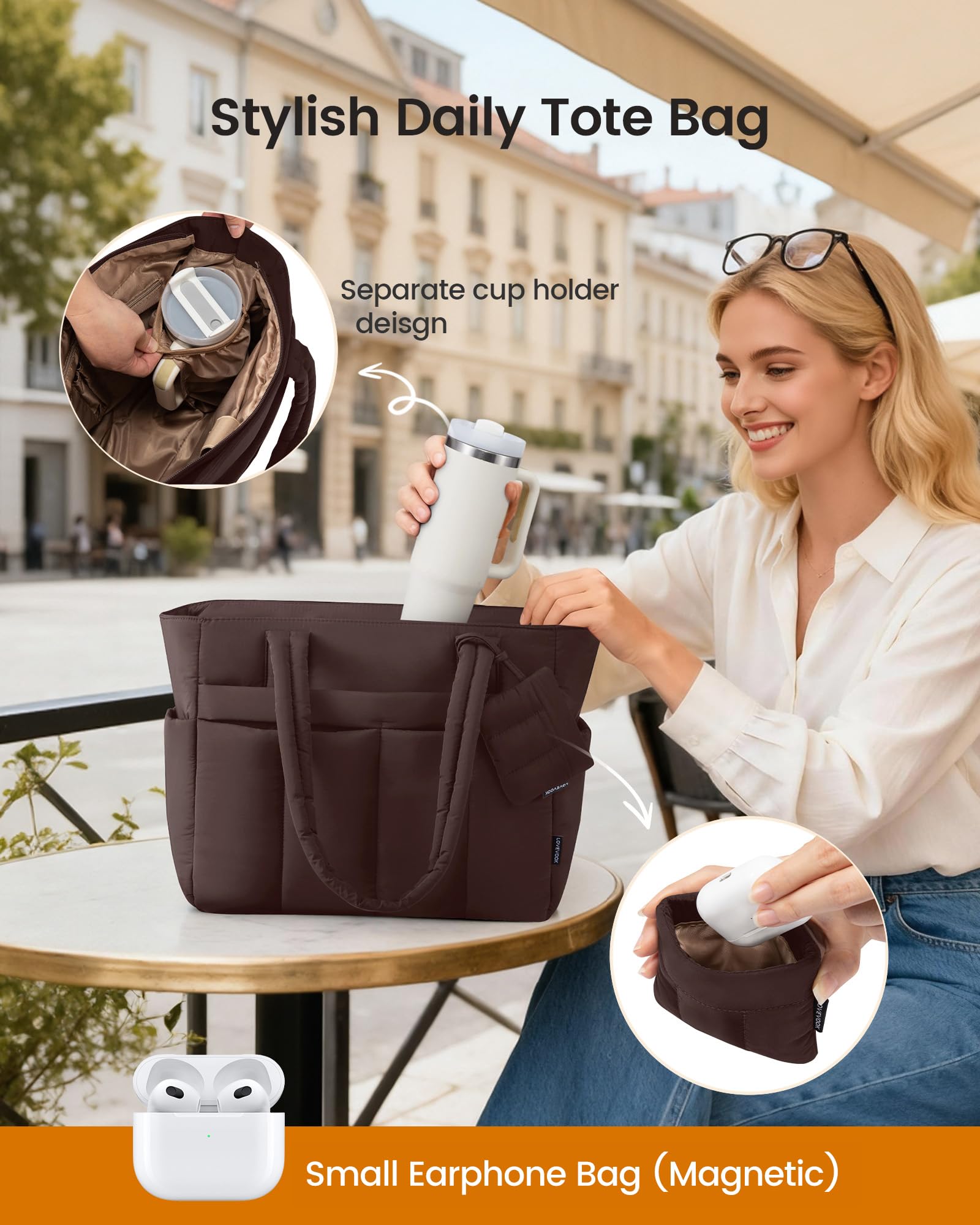 LOVEVOOK Borsa a mano da donna con chiusura lampo, leggera, da lavoro, scuola, insegnante, con scomparto per laptop, per lavoro, ufficio, università, viaggi, shopping