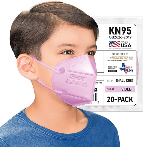 BNX KN95 Face Masks Made in USA (Adult Large, Adult Medium, Kids Small) (Earloop) (Model E95E95ME95S)