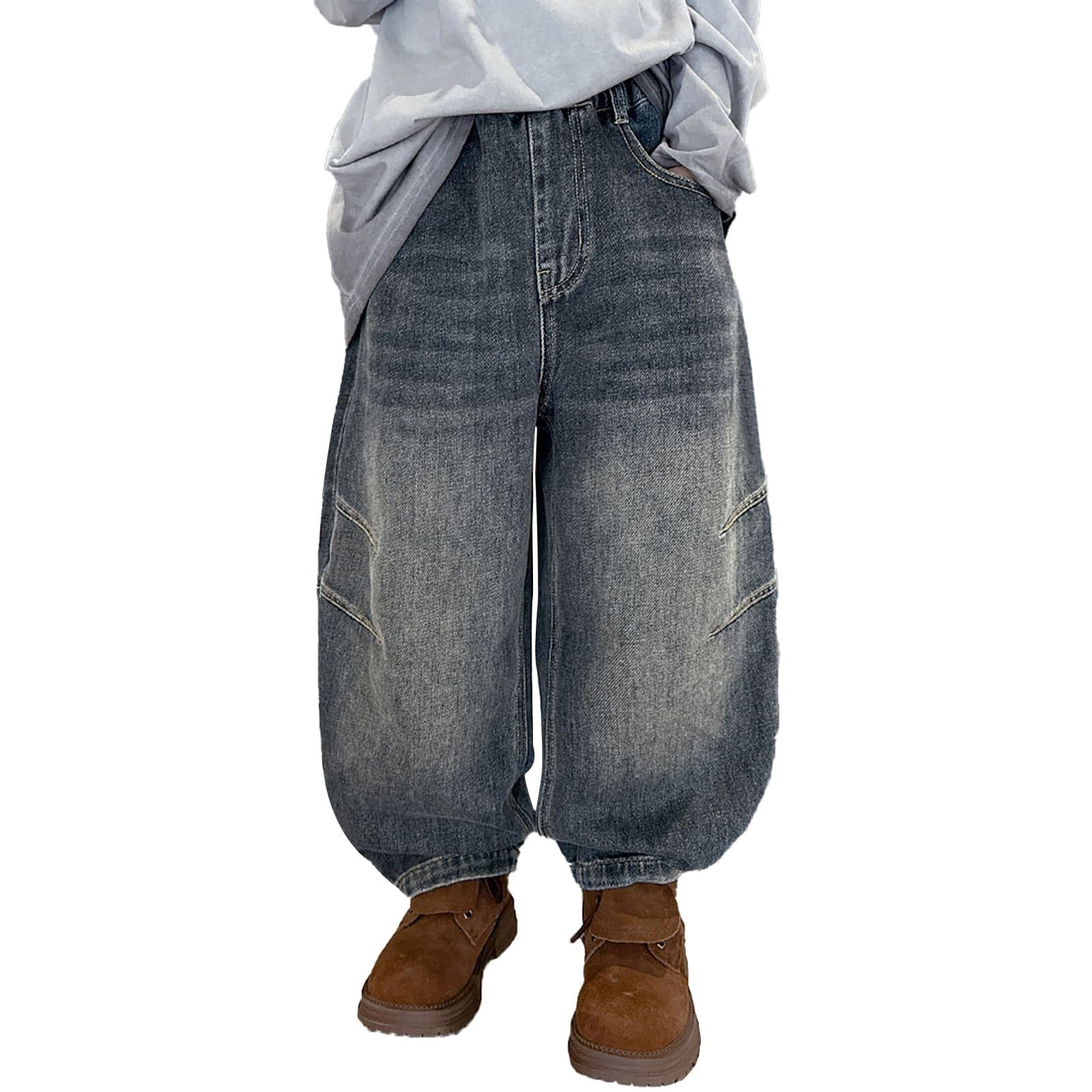 Pantalones Vaqueros de Niño, Pantalones Vaqueros Cómodos Elásticos Mezclilla Informal Holgado Escolar Diario Otoño Invierno