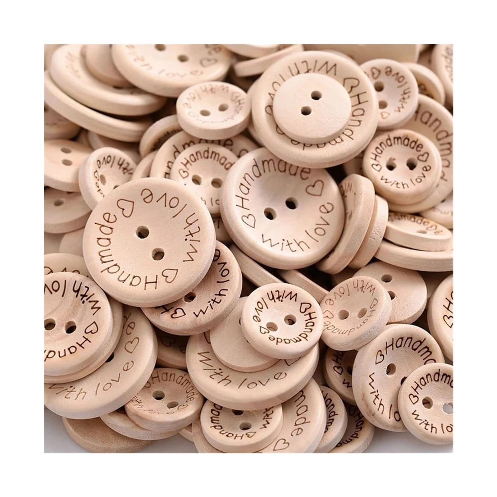 500 Stück runde dekorative Nähknöpfe aus Holz(Diameter 15mm)