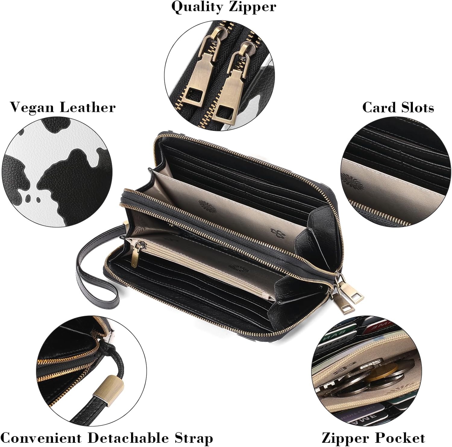 GAEKEAO Wallet for Women Clutch RFID Blocking Wristlet Leather Purse Large Capacity Credit Card Holder with Grip Hand Strap - Image 5