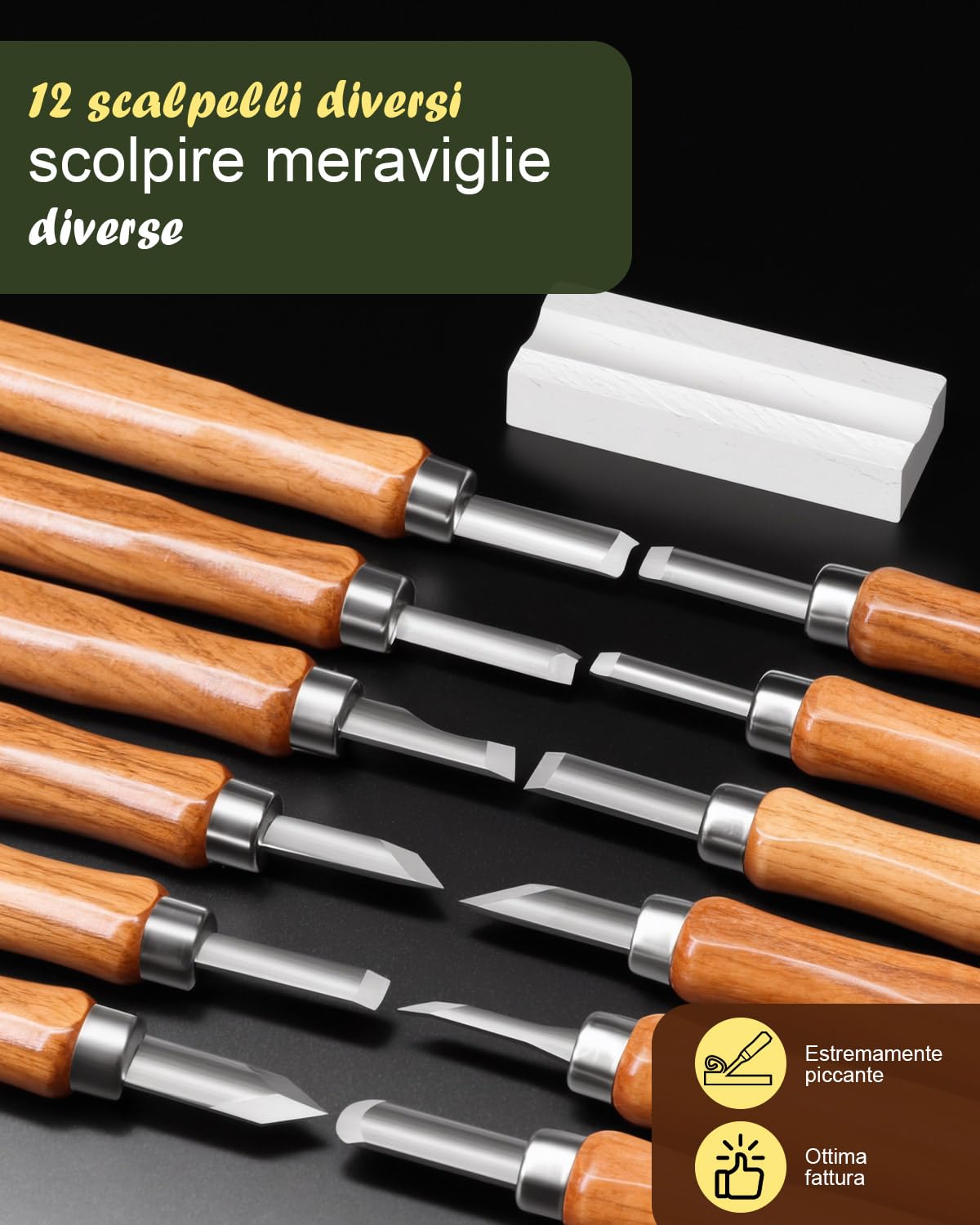 MAIKEHIGH 16pcs Kit Intaglio Legno, Intaglio Legno Cinceles de Talla Per Principianti Professionisti Bambini Scalpelli con Guanti Resistenti Al Taglio