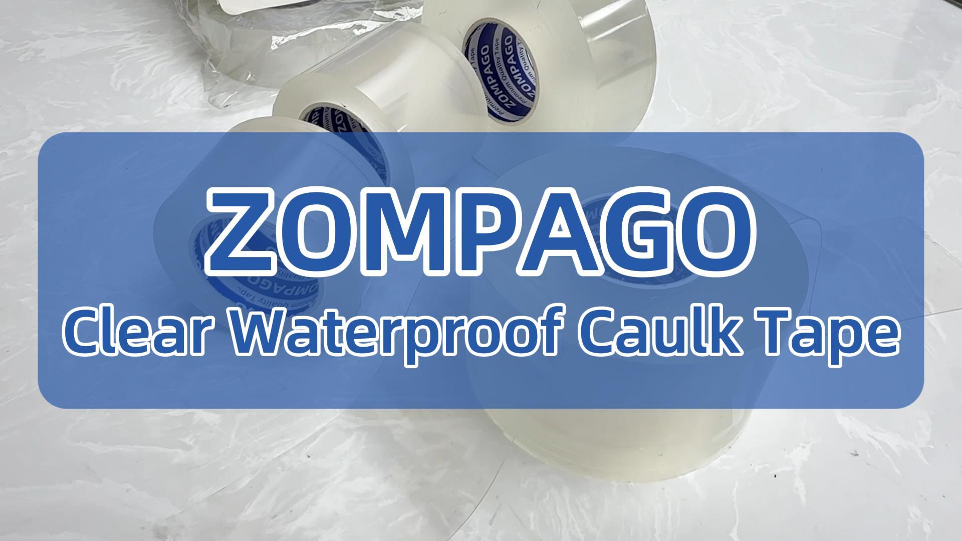 Image of ZOMPAGO Caulk Tape 2Roll,2in x 9.84FT Clear Waterproof Self Adhesive Caulking Tape Peel and Stick Caulk Strip for Bathroom Bathtub Toilet Kitchen Vanity Stain Resistant