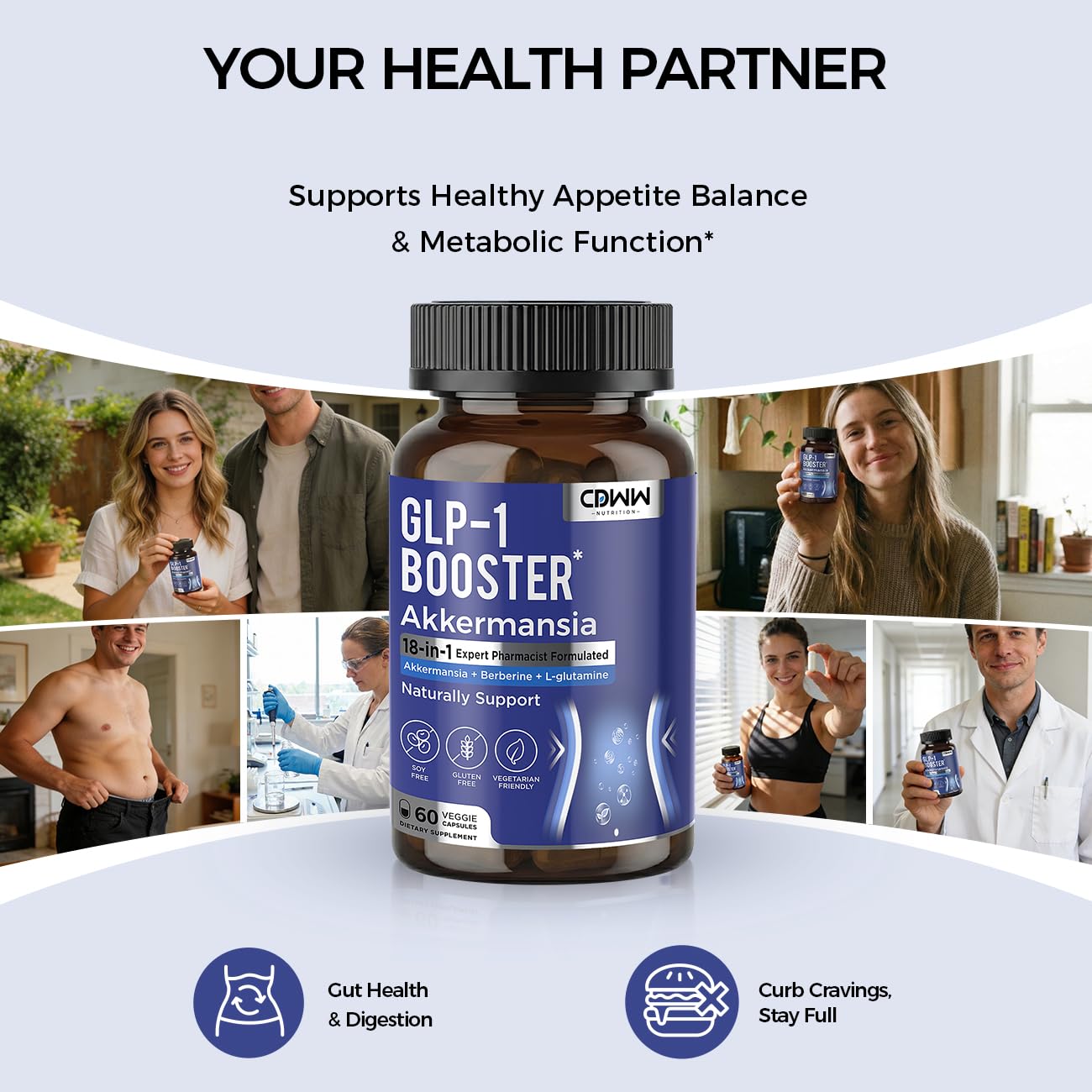 GLP-1 Supplement, GLP1 Booster for Women & Men - Akkermansia Probiotics, Berberine, Green Tea, Green Coffee, L-Glutamine, 18-in-1 GLP 1 Natural Activate Support for Metabolic & Gut, 60 Vegan Capsules — Amazon image 6