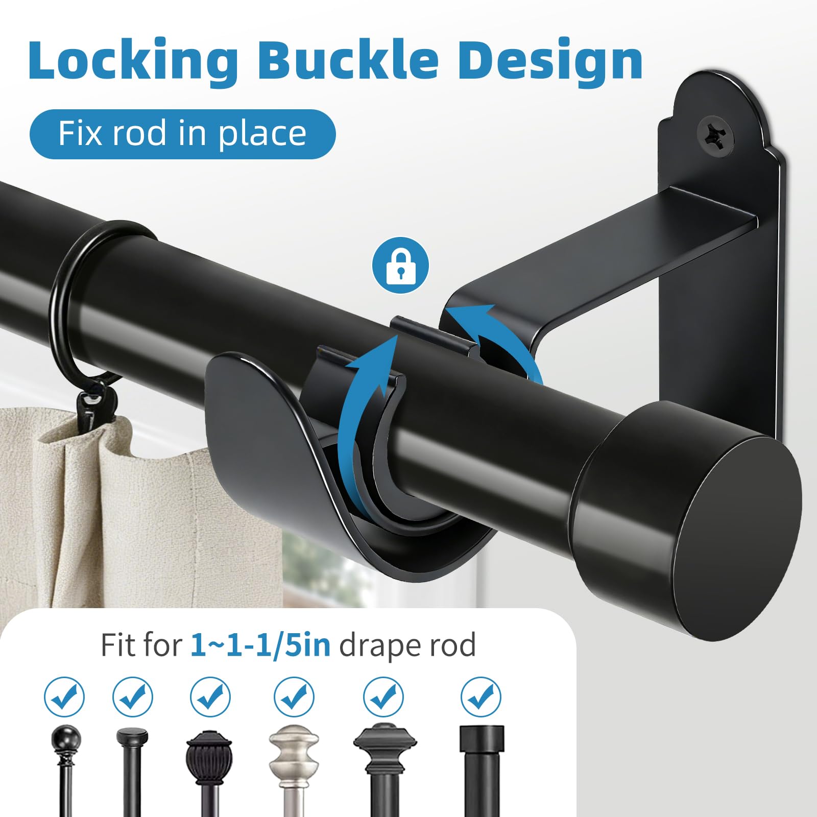 Heavy Duty Curtain Rod Brackets - 4 Pack -3