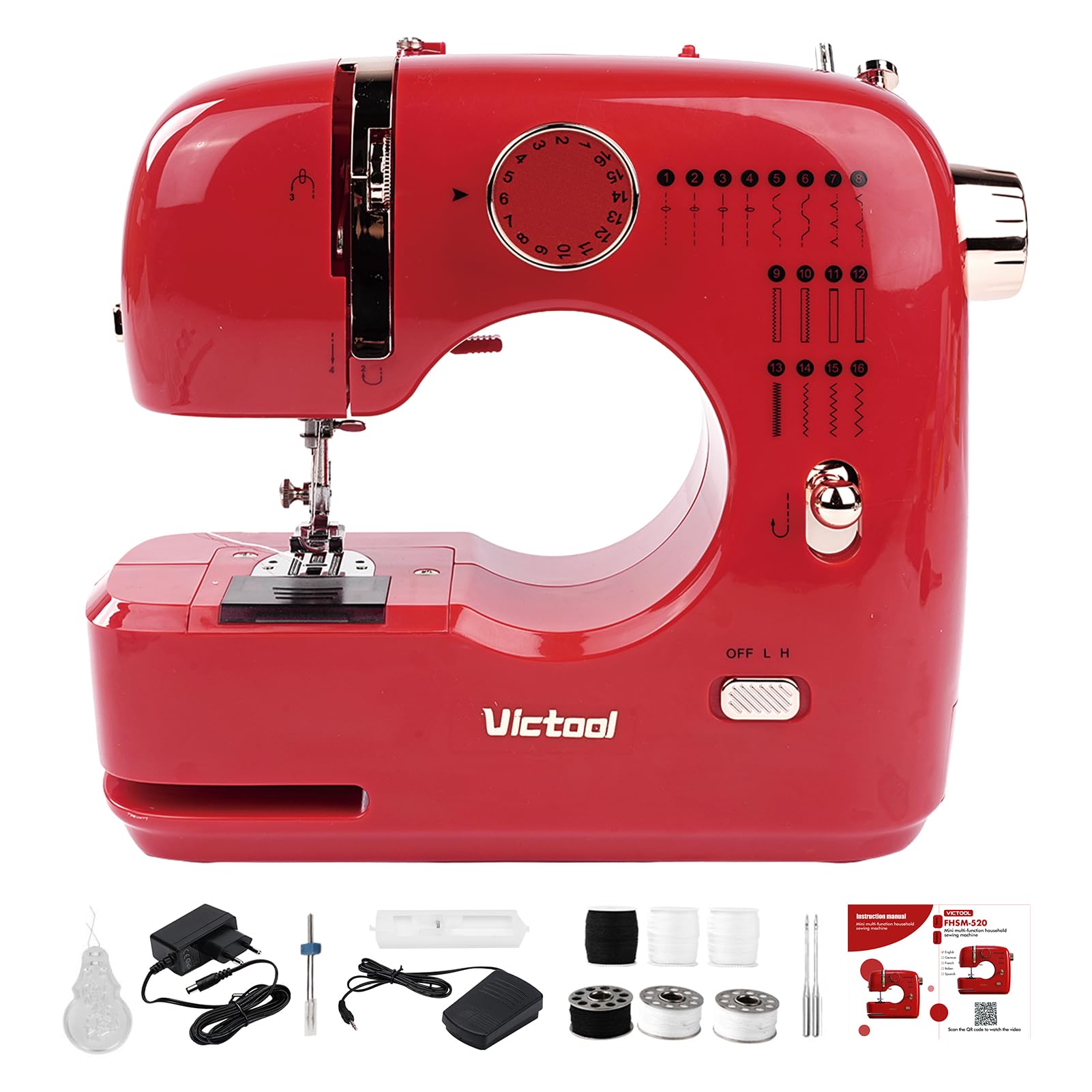 Macchina Da Cucire Per Principianti, Riparazioni Domestiche Facili, 16 Punti, 2 Velocità, Doppio Punto, Cuce Anche Jeans, Luce Led, Robusta E Affidabile Per Casa E Fai Da Te