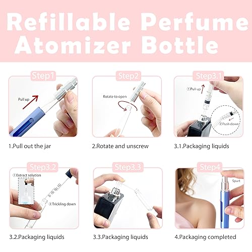 Miniatura 3 de Botella de perfume recargable mini con atomizador, botellas separadas portátiles, dispensadores de cajas de espray para viajes y salidas 5 ml0.2 oz,