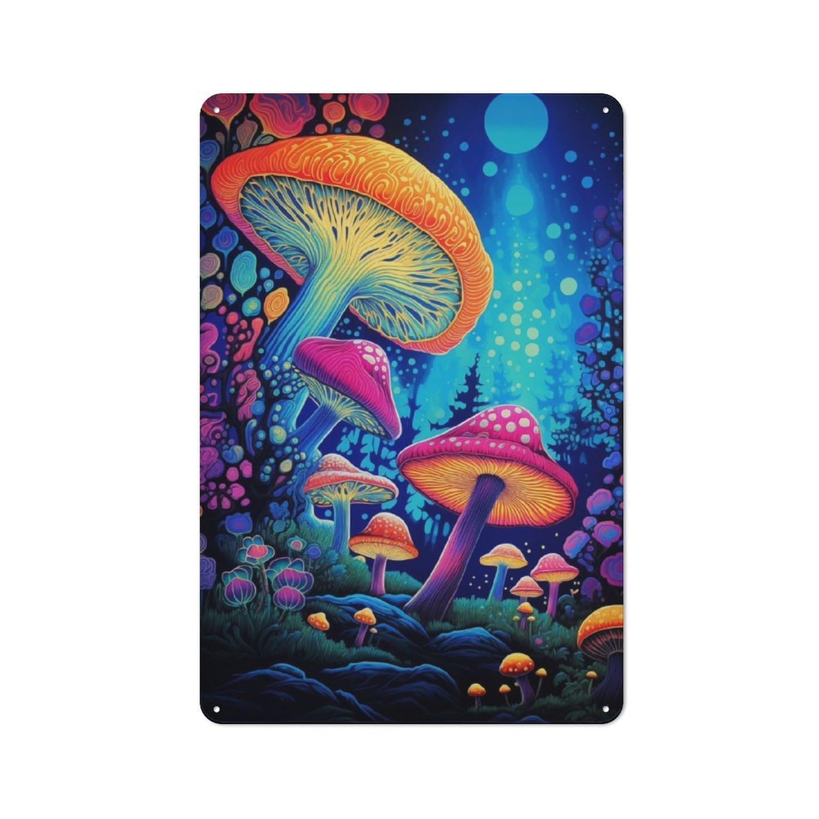 Junmoney Mushrooms No2 Modern Retro Metal Wall Art Sign 30X20cm Featuring Urban Room Decor For Workspace, Cafe, Hallway Or Garage